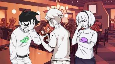 This is just their Friendship ngl. (Jade is in the corner eating bread sticks you just can't see her)