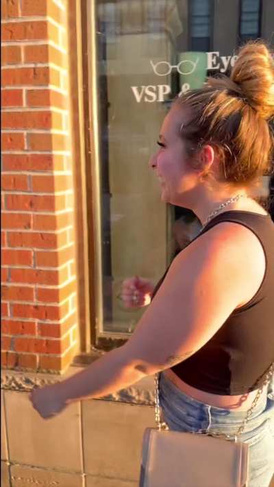 Flashing with cum on my face downtown ;)