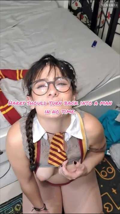 Blowjob Brunette Caption Cumshot Facial Femboy Glasses NSFW Sissy Porn GIF by enigmaman94