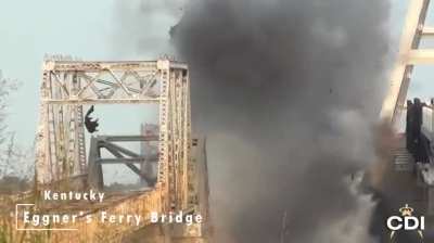 Precise demolition of Eggners's Ferry Bridge in Kentucky