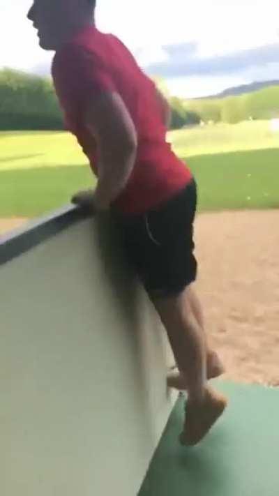 Smash the ball between my legs