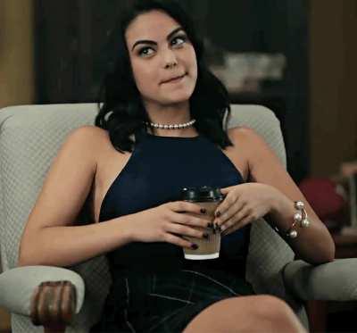 Friend’s GF giving you the signal when everyone’s focused on the TV… [Camila Mendes]