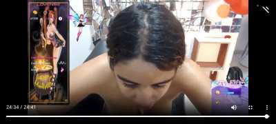 Beautiful Latina cam girl suck dildo, anal and ass to mouth