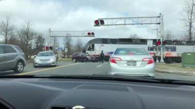Car Gets Hit by Tram
