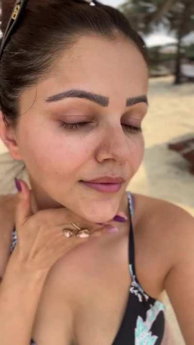 Rubina Dilaik wants to apply our white sticky Moisturizer to her face and especially her Tits