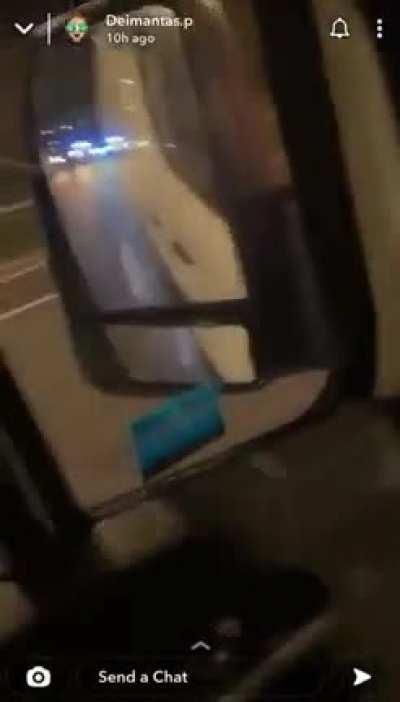 Travellers in the UK take a chase off the police and ram one of their cars off the road