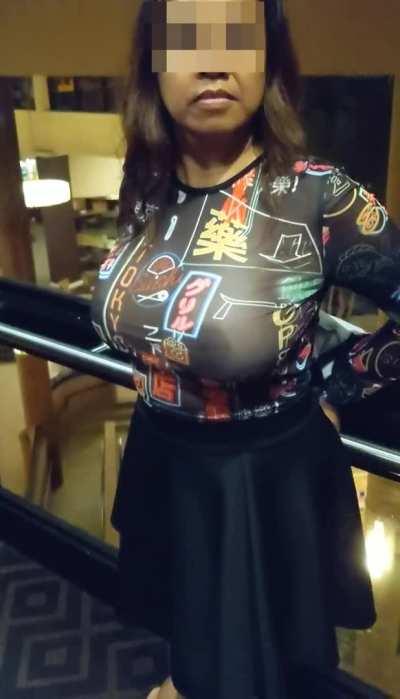 Asian going to the hotel bar for some teasing fun