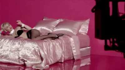 all pink and in black lingerie