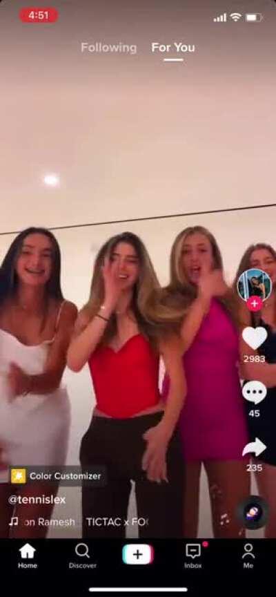 At the beginning, behind her hair