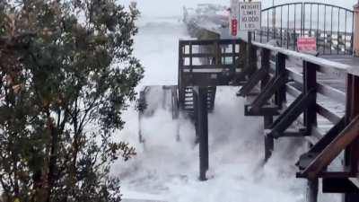 Capitola Wharf. Oops, there goes the stairs.