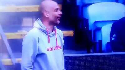 Pep's reaction to Kun's goal