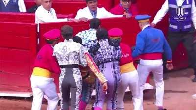 Direct hit to the leg, happened on a bullfight in Mexico on 18th February 2024