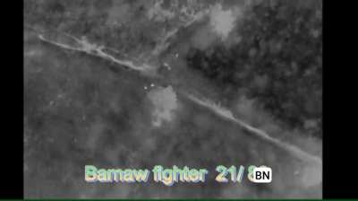 The Myanmar military has started deploying night vision-equipped drones to drop 120mm rounds on KIA and PDF rebel soldiers near Bhamo, Kachin State, Myanmar. December 2024