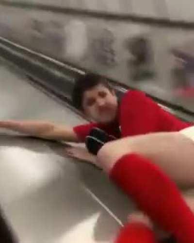Treating an escalator like a slide… 🤦‍♂️