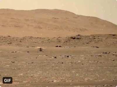 Ingenuity’s flight enhanced to show the dust!