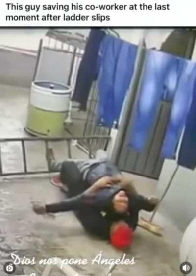 Thanks to this dude he's right there at the right time. That quick reflexes though.