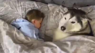 Billy decided to take a nap with the child