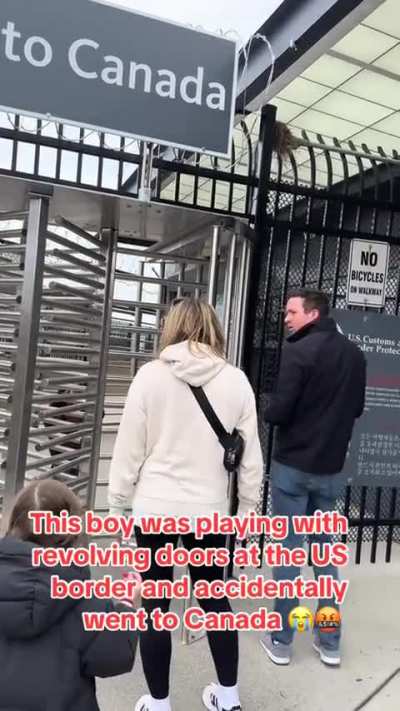 Letting your kid play with the revolving door at the US/Canada border.