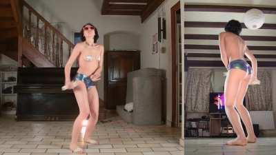 Shaking my boobs on a disco classic