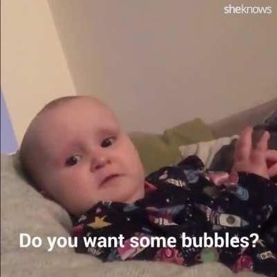 Baby and dad debate bath time