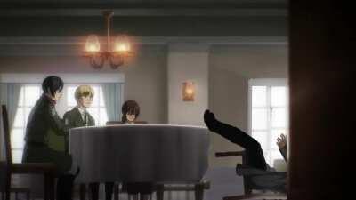 Eren falls off his chair 🤣