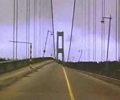 Tacoma Narrows Bridge Sways Due to Gale Winds Prior to Collapse (November 7, 1940)