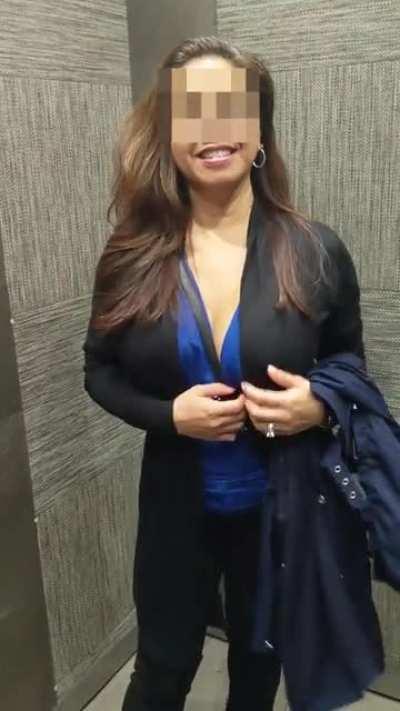 Flashing A Male Co-Worker In The Elevator