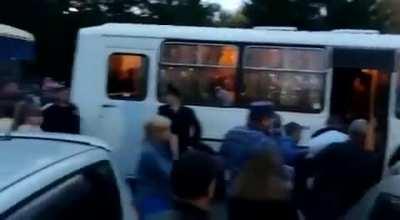 Mobilized Russian soldiers, their family members, and military police all fighting each other.