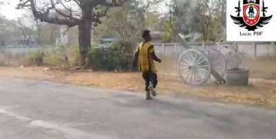 Rocket Local PDF Insurgents test an improvised cannon against a Myanmar/Burmese Army position in Budalin Township, Sagaing.  [February 13] (music from source)