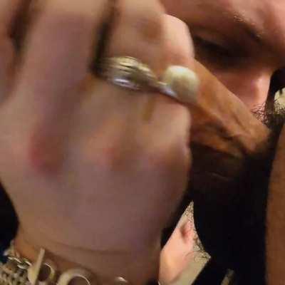 He did a decent job, filming while getting his dick sucked.