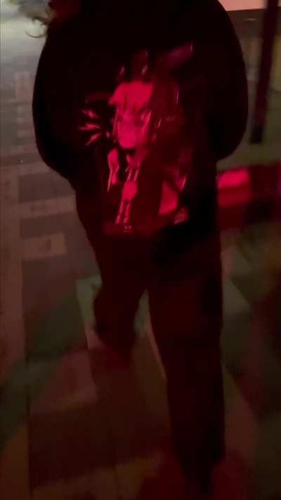 No one knows what's hiding in her hoodie