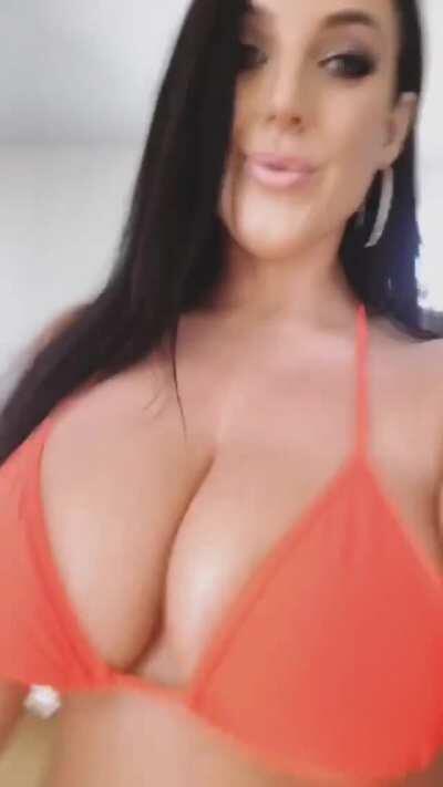 Just Angela White walking around