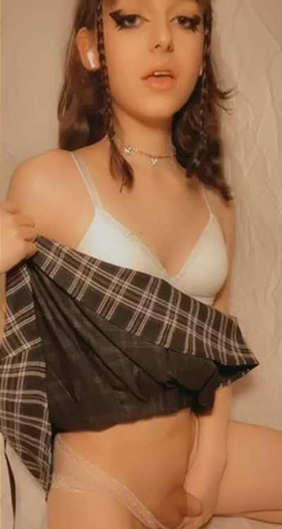 what’s hiding underneath my skirt? 😏💕