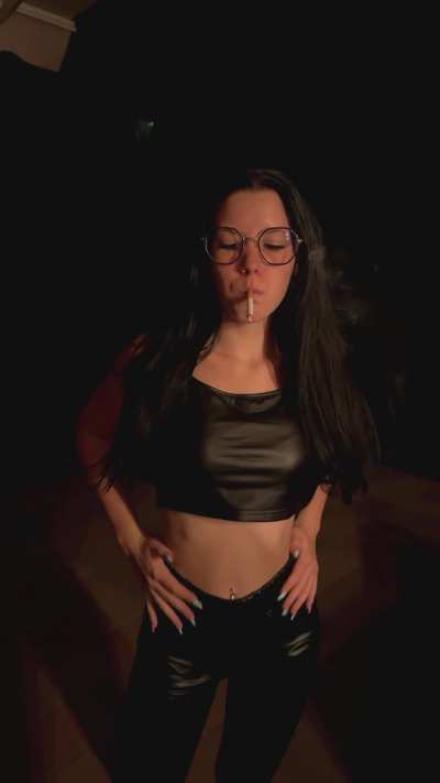 Midnight smoke in tight leather… join me under the stars? 🌙💨
