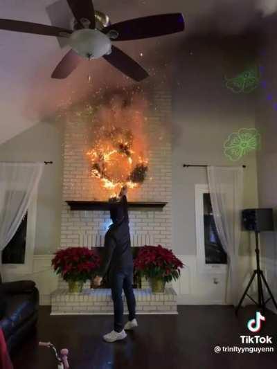 Candle sets Christmas reef on fire