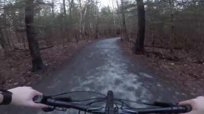 WCGW riding a bike when the trails are frozen