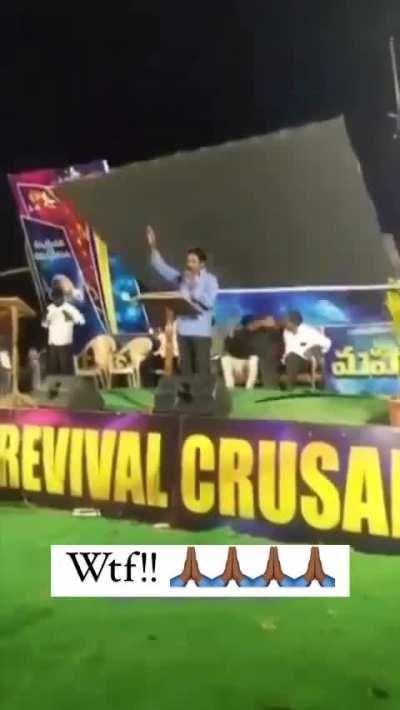 Billboard falls down on pastor