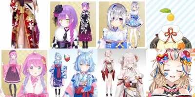 A quick compilation of the New Year outfit showcases from their respective Live2D creators