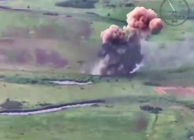 Drone footage of an attack on a Russian BM-21 