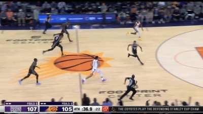 [Highlight] Crowder gets the steal and Booker lobs it to Bridges to tie the game at 107 with 34.7 left