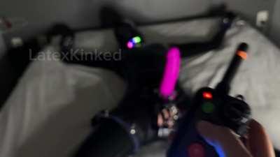 Amateur Femdom wife does electro cbt on latex sissy 