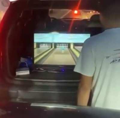 Me and the boys got board in traffic so we played Wii