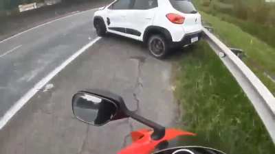 Brazilian Drunk Driver Hits Motorcyclist, Receives Instant Karma