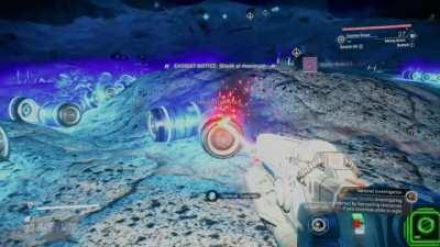 Each one of these is a Walker brain, maybe some nanites and maybe ammo, all you have to do is fight sentinels until it tells you that a Walker is inbound and dig a hole to hide in, then it'll start raining Walker brains, no need to thank me