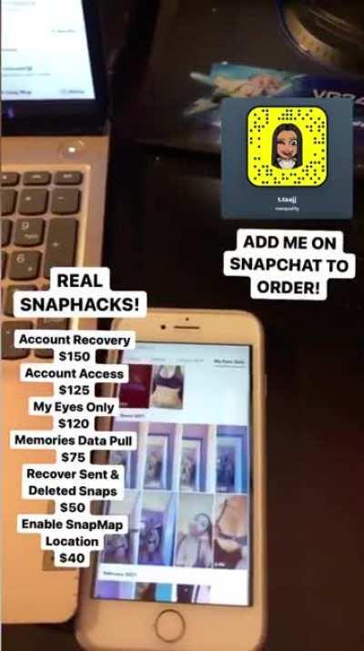 contact @naequality on snapchat to order hacks for social media's like snapchat, instagram, facebook & more! Hit The Telegram Group Link In Comments!