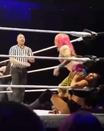 Asuka gives Billie Kay the Stinkface