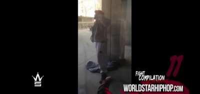 STOP ACTING LIKE A BITCH. Stealing a random old man cane to keep beating a crackhead. ; Too brutal for fightporn so here it is.