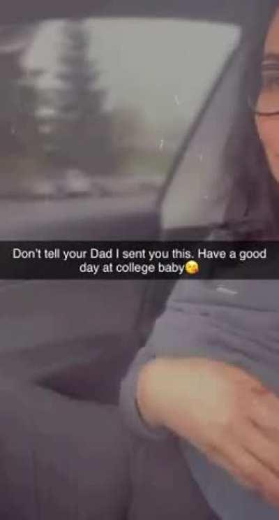 Mom flashing in the parking lot to motivate son