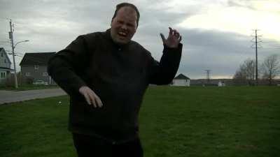 The Guy Dancing then Being Chased by Pelicans Once Again