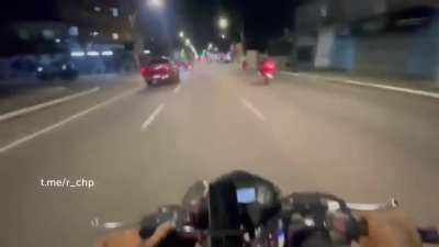 Speeding on a busy road